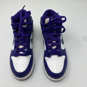 Kids Nike High Dunks Size 13 / White Electro Purple& Midnight Navy (Unisex)